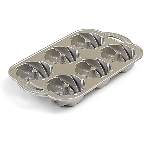 Utensils for one-person meals-Nordic Ware Heritage Bundt Cakelet, Silver