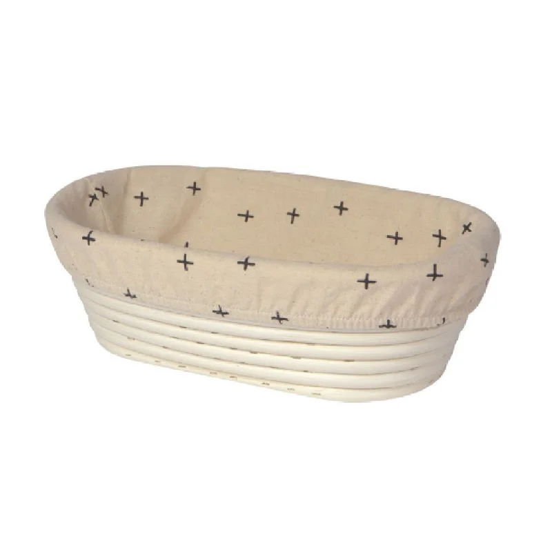 Top slicers for cheese-Now Designs 10" Natural Liner For Oval Bread Proofing Baskets, Cross Pattern