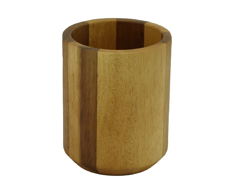 Utensils for basic cooking-Kitchen Details - Acacia Wood Round Utensil Holder