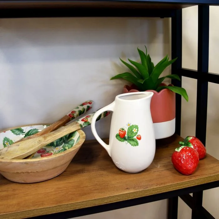 Gadgets for safe kids-Charming Strawberry Patch Ceramic Jug