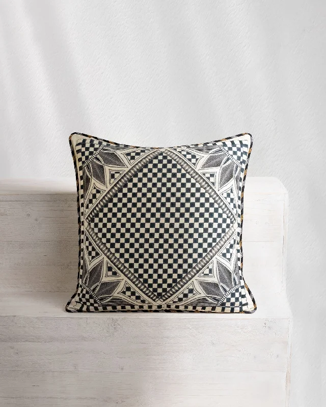 Best supportive cushions for sofas-Arabesko Cushion Cover - Charcoal