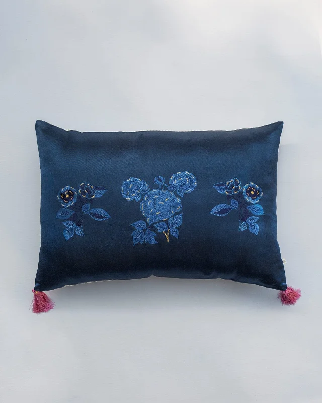 Outdoor cushion styling tips-Begonia Lumbar Cushion Cover - Blue