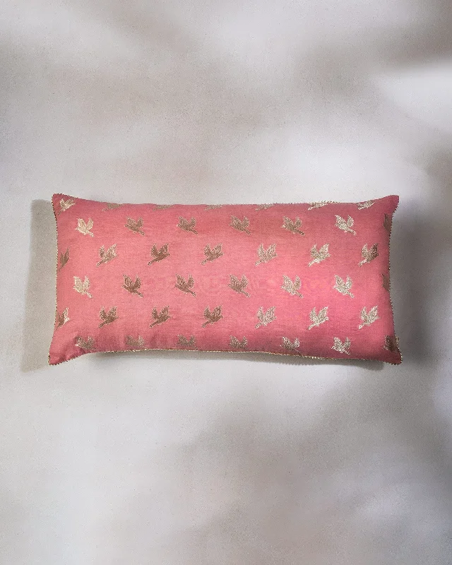 How to pick cushion sizes-Bird Lumbar Cushion Cover - Pink