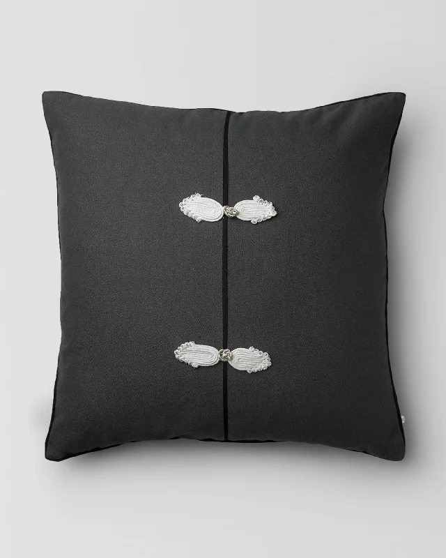 Top cushion ideas for porch-Chinese Knot Cushion Cover - Charcoal