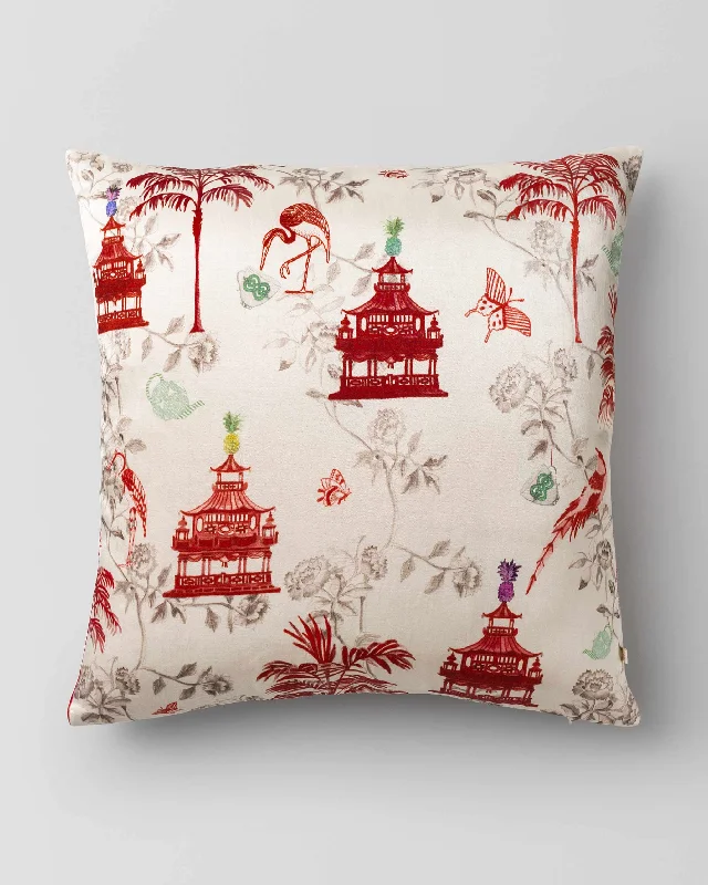 How to clean foam cushions-Chinoiserie Cushion Cover - Red