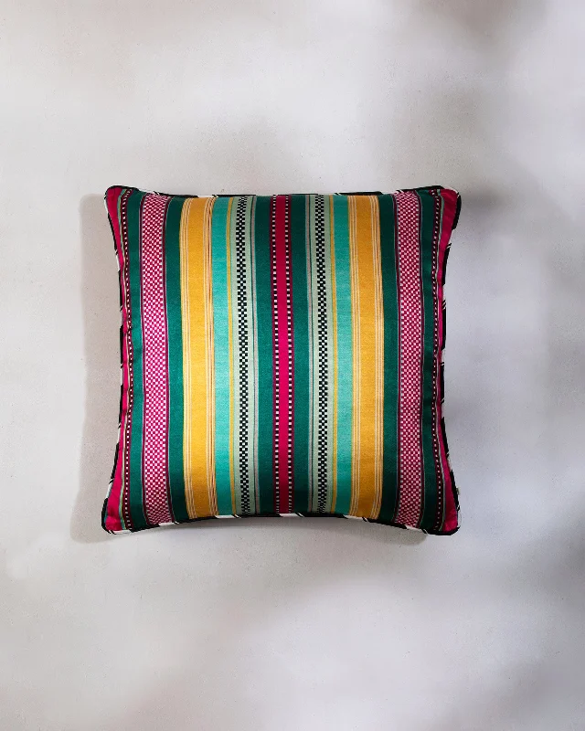 Best outdoor cushions for swings-Geometric Stripe Cushion Cover - Multi