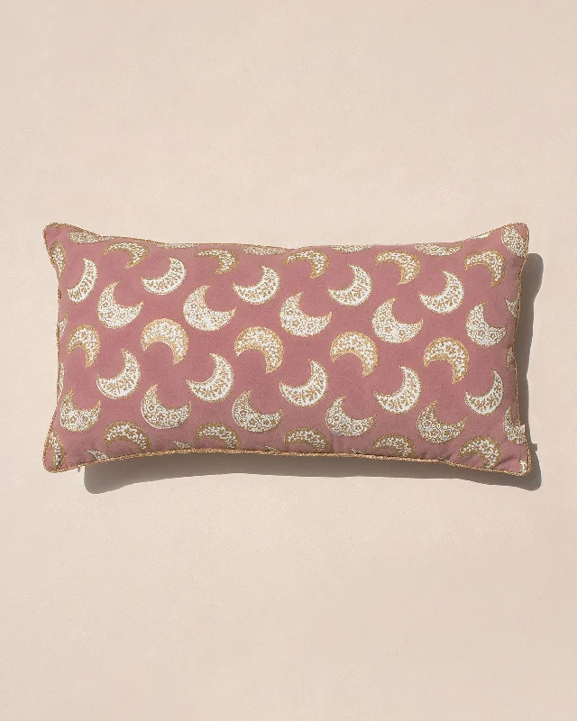 Top cushion fabrics for sofas-Luna Lumbar Cushion Cover - Pink