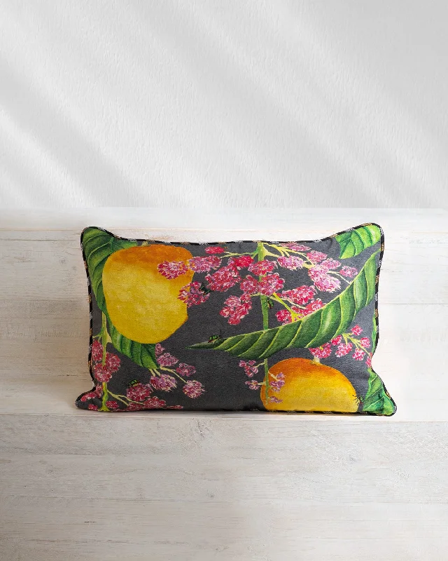 How to protect cushions indoors-Madagascar Mango Lumbar Cushion Cover - Charcoal