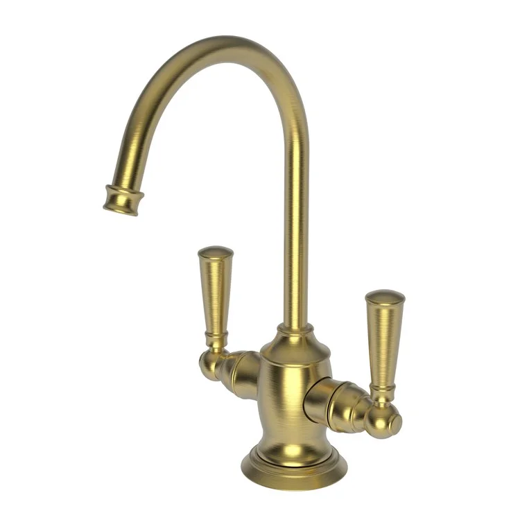 kitchen faucet no-drip-kitchen faucet no-drip-Water Dispenser Jacobean Hot and Cold 2 Lever Gooseneck Satin Gold PVD