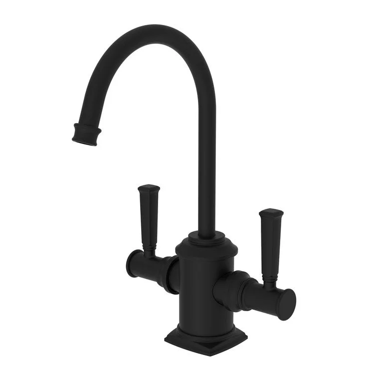 kitchen faucet glam style-kitchen faucet glam style-Water Dispenser Zemora Hot and Cold 2 Lever Gooseneck Flat Black