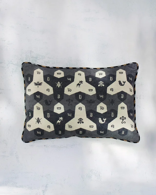 How to make cushion fringes-Nizara Lumbar Cushion Cover - Charcoal