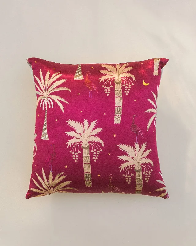 Affordable cushion fillers for beds-Palm Tree Cushion Cover - Pink