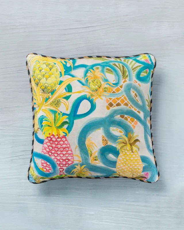 How to clean moldy cushions-Pineapple Squiggle Cushion Cover - Multi