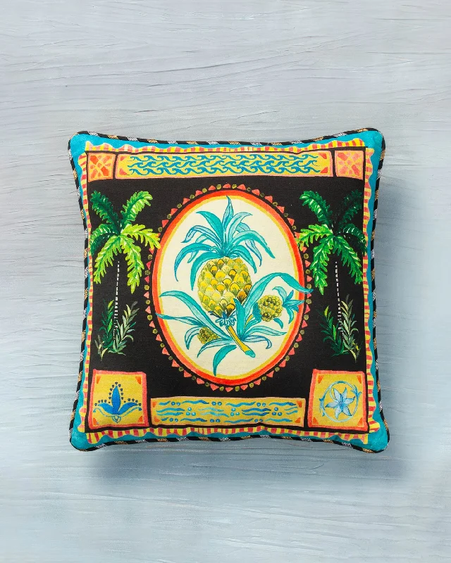 Affordable sofa cushion sets-Pineapple Stamp Cushion Cover - Charcoal