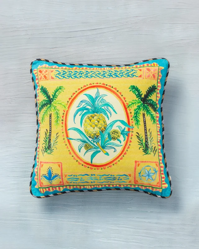 Best supportive cushions for chairs-Pineapple Stamp Cushion Cover - Yellow