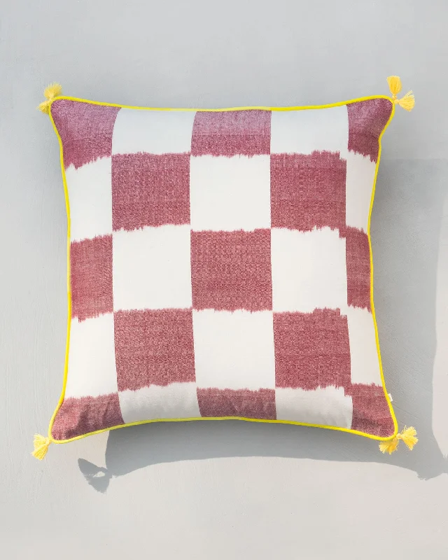 How to choose cushion shapes-Square Ikat Cushion Cover - Red