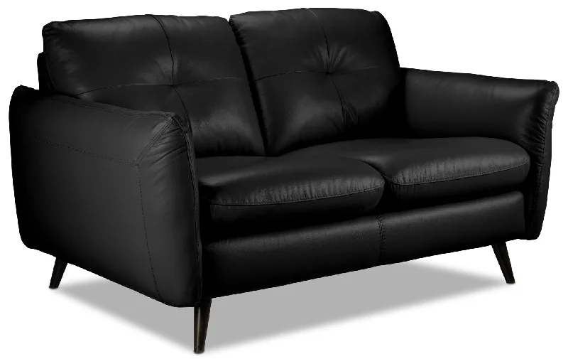 durable-sofa-for-quick-style-Carlino Leather Loveseat - Black