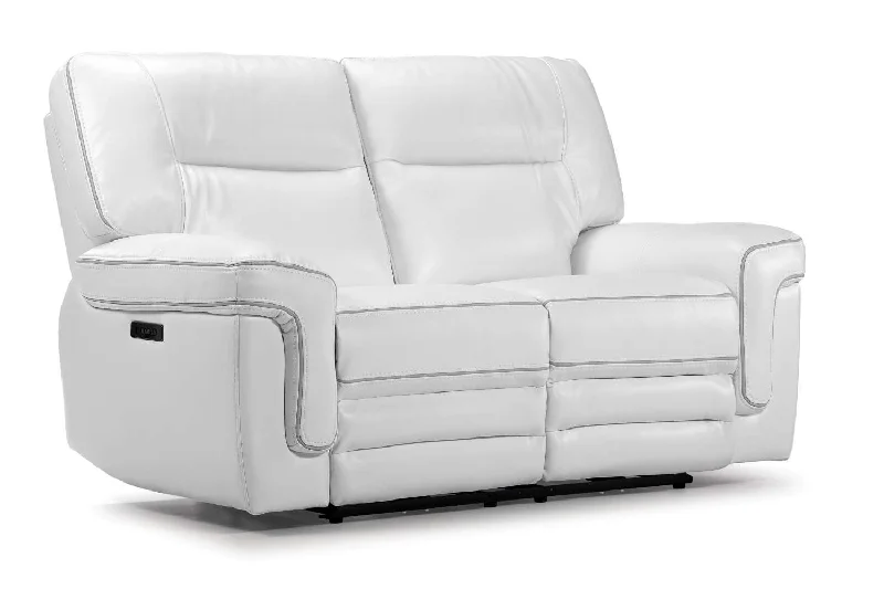 slim-sofa-for-spacious-area-Cosmic Dual Power Reclining Loveseat - White