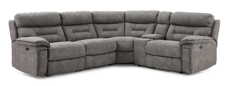 premium-sofa-for-open-family-Dawson 5-Piece Power Reclining Sectional with Console - Graphite