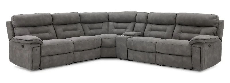 slim-sofa-for-big-budget-Dawson 6-Piece Power Reclining Sectional with Console - Graphite