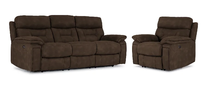 sofa-for-shaded-luxury-Dawson Power Reclining Sofa and Chair Set - Brown