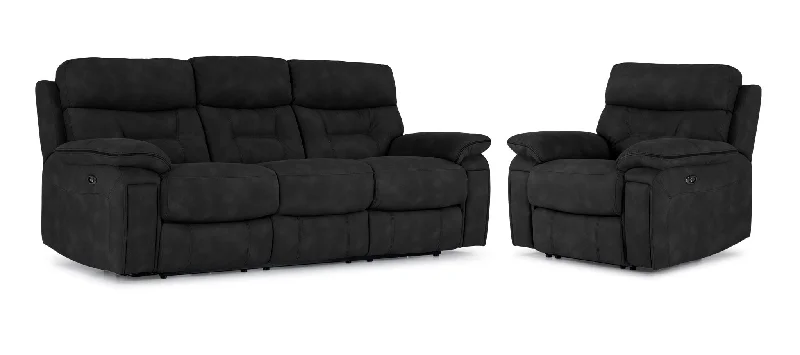 ebony-reclining-durability-Dawson Power Reclining Sofa and Chair Set - Charcoal