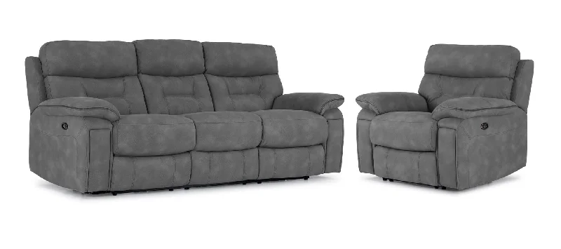 premium-sofa-for-shared-budget-Dawson Power Reclining Sofa and Chair Set - Silver Grey