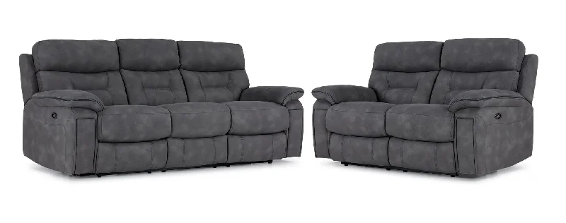 trendy-sofa-for-big-cabin-Dawson Power Reclining Sofa and Loveseat Set - Graphite