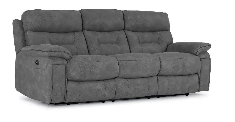 taupe-leather-durability-Dawson Power Reclining Sofa - Silver Grey