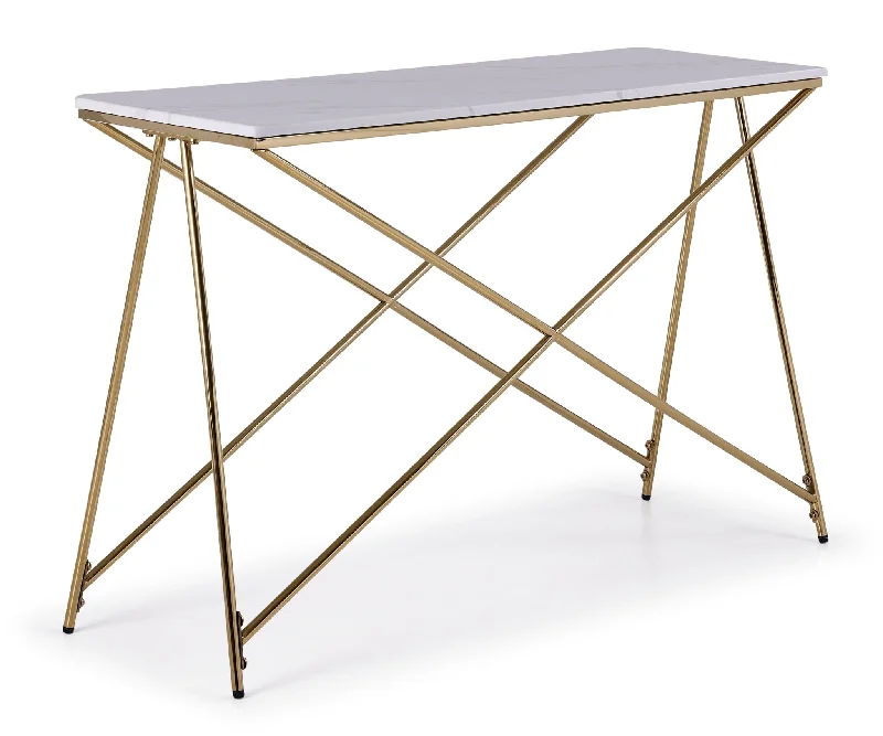 mini-sofa-for-big-shared-space-Farah 47" Sofa Table - White and Gold