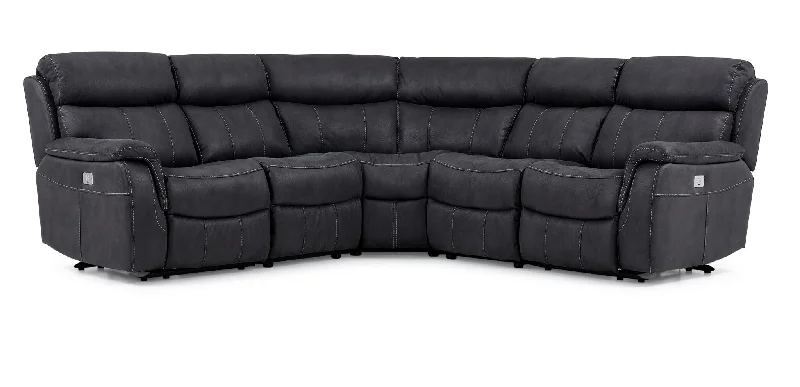 charcoal-velvet-luxury-Haven 5-Piece Power Reclining Sectional - Grey