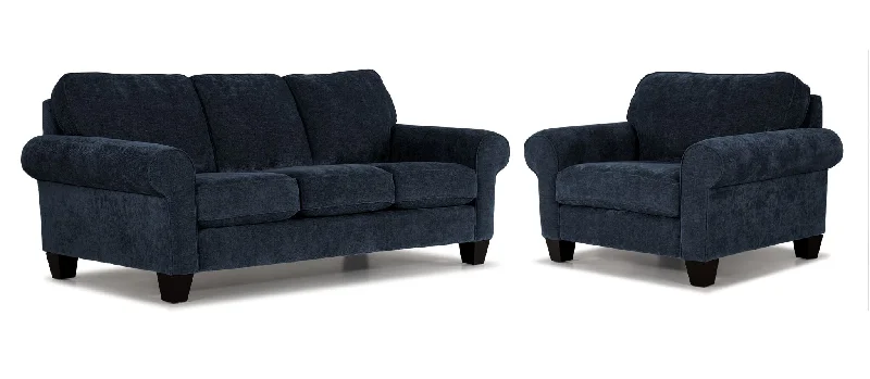 discount-leather-durability-Noche Sofa and Chair Set - Navy