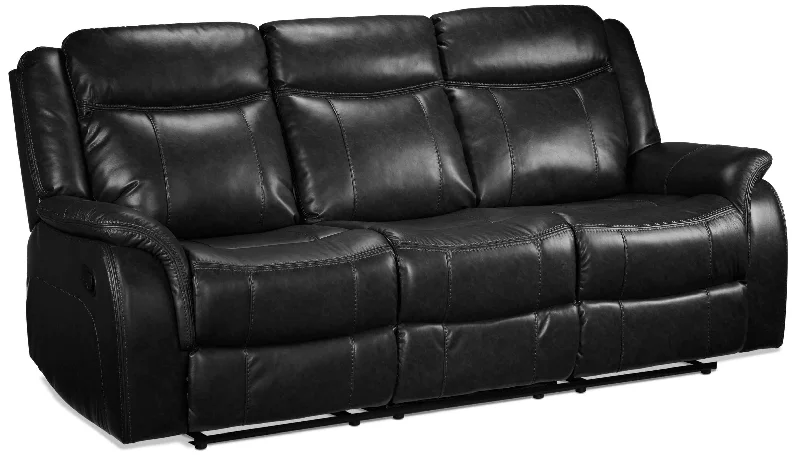 discount-leather-luxury-style-Scorpio Reclining Sofa with Drop Tray - Black