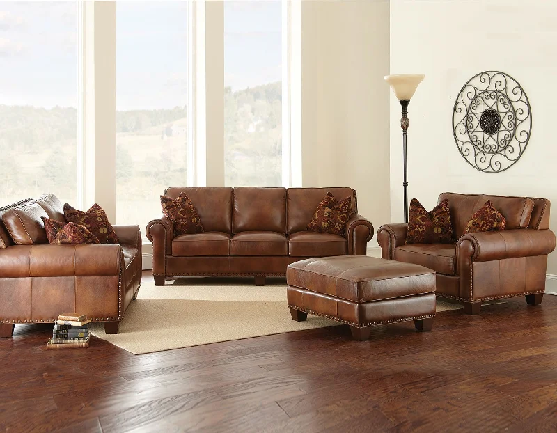 durable-sofa-for-long-luxury-Silverado Leather 4-Piece Living Room Set (Sofa, Loveseat, Chair & Ottoman)