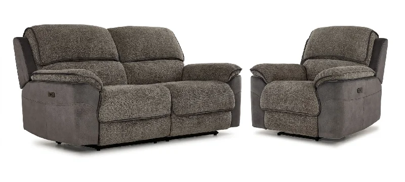 slim-sofa-for-modern-cabin-Vandelay Reclining Sofa and Chair Set - Grey