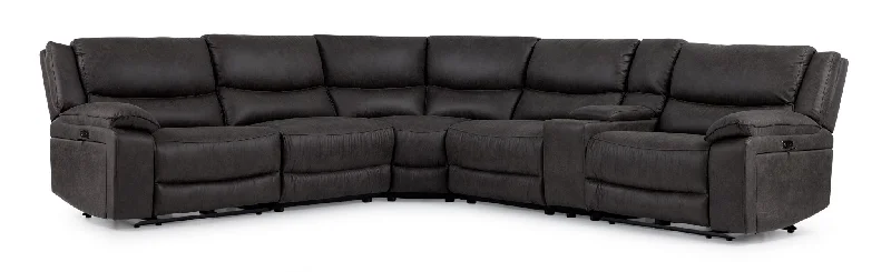 sofa-for-cabin-big-room-Weston 6-Piece Power Reclining Sectional with Console - Granite