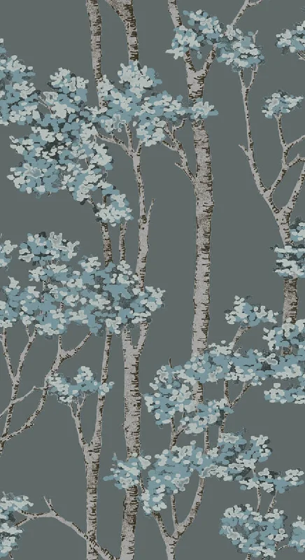 Birch Grove Peel & Stick Wallpaper in Blue/Brown