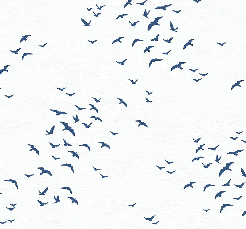 Birds in Flight Peel-and-Stick Wallpaper in Navy Blue