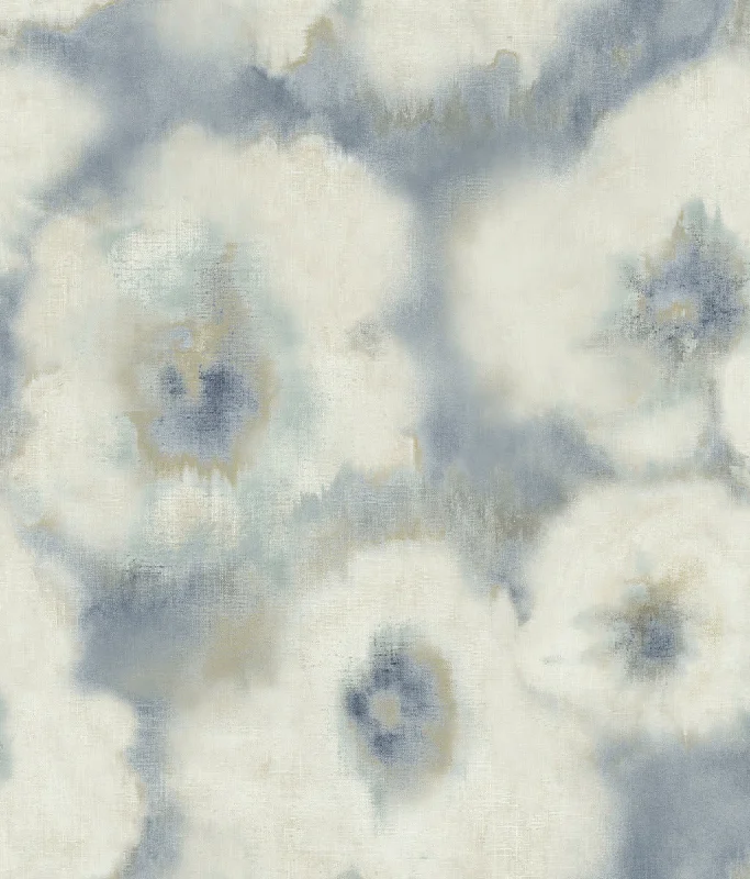 Blended Floral Wallpaper in Blue