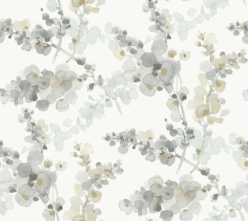 Blossom Fling Wallpaper in Steel