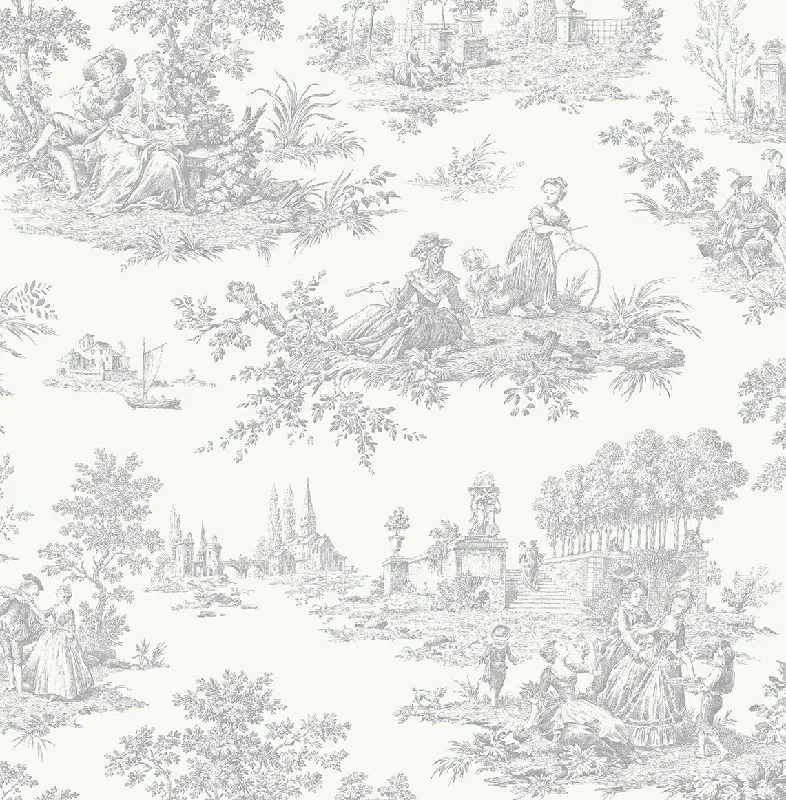 Chateau Toile Peel-and-Stick Wallpaper in Argos Grey