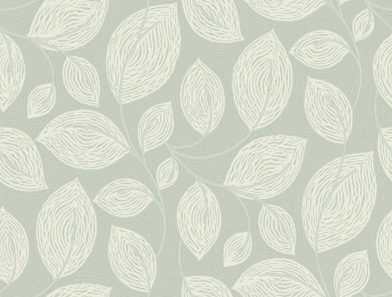 Contoured Leaves Wallpaper in Green