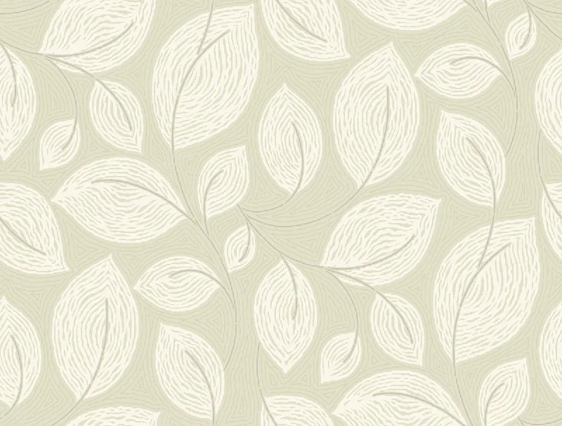 Contoured Leaves Wallpaper in Sand