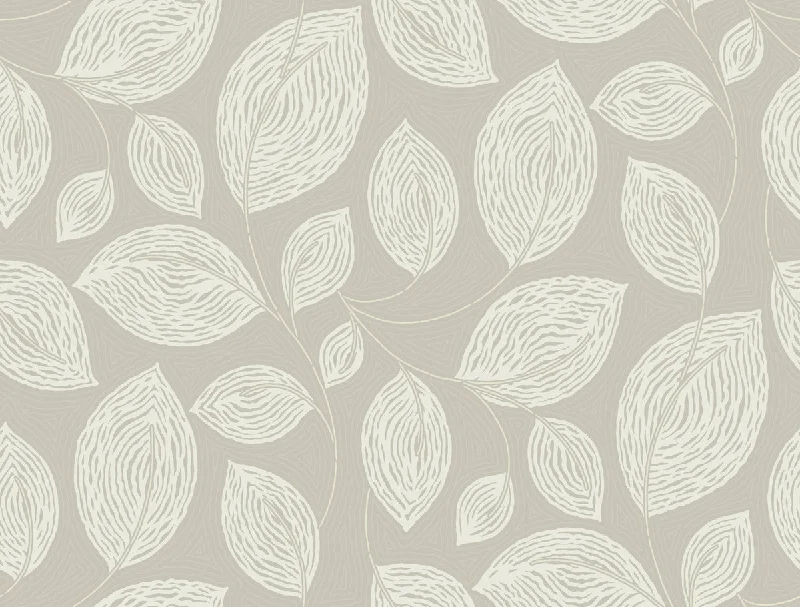 Contoured Leaves Wallpaper in Taupe