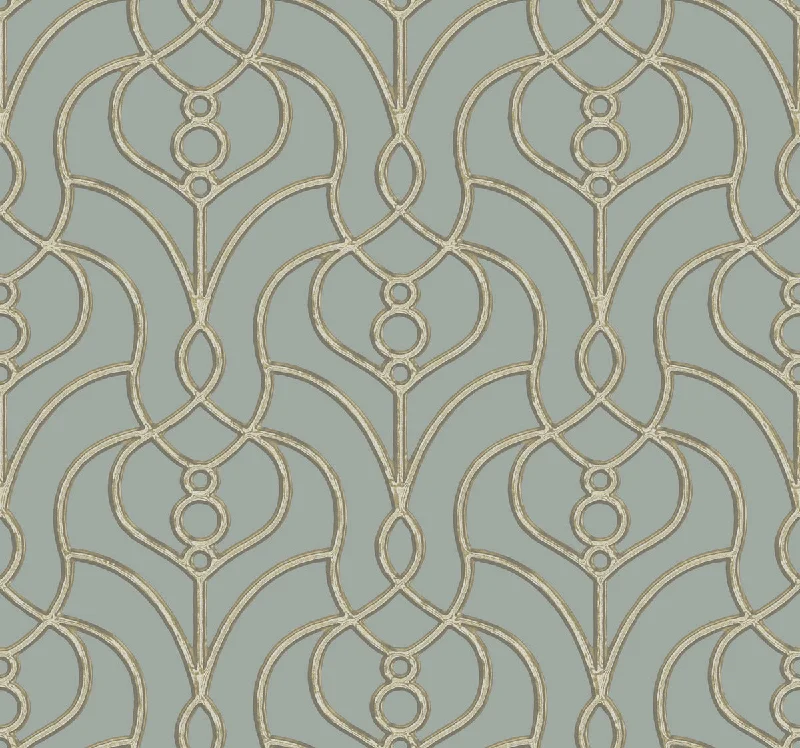 Divine Trellis Wallpaper in Dusty Blue