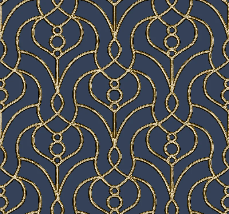 Divine Trellis Wallpaper in Navy