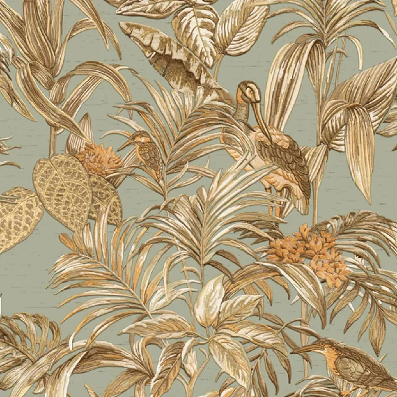 DUTCH WALLCOVERINGS Wallpaper Bird-of-Paradise Teal Blue