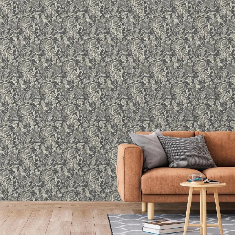 DUTCH WALLCOVERINGS Wallpaper Mae Black and Beige