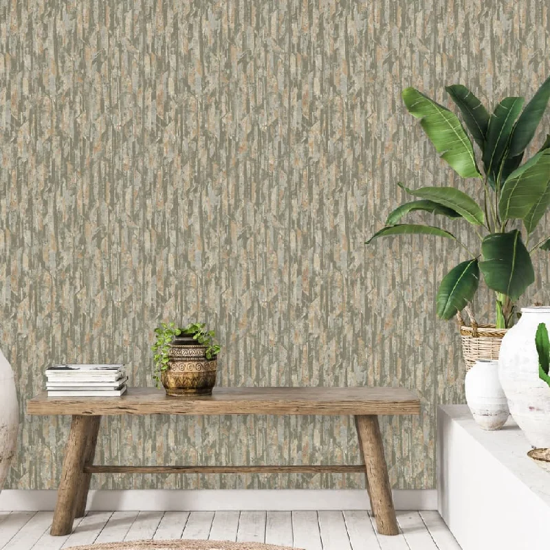 DUTCH WALLCOVERINGS Wallpaper Phoenix Green and Beige