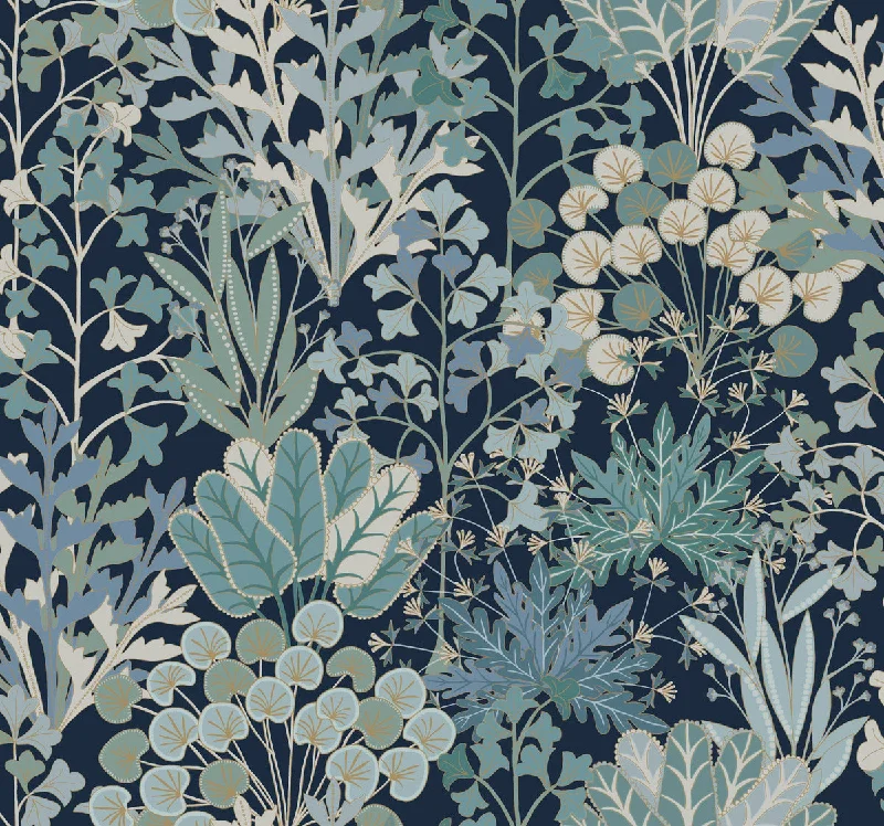 Forest Floor Wallpaper in Navy from the Blooms Second Edition